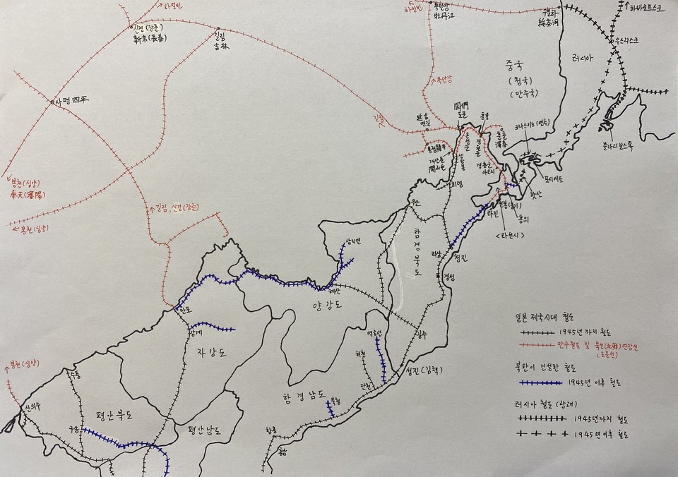 ▲ 북한 북부지역 철도망과 라선 (필자 작성) 